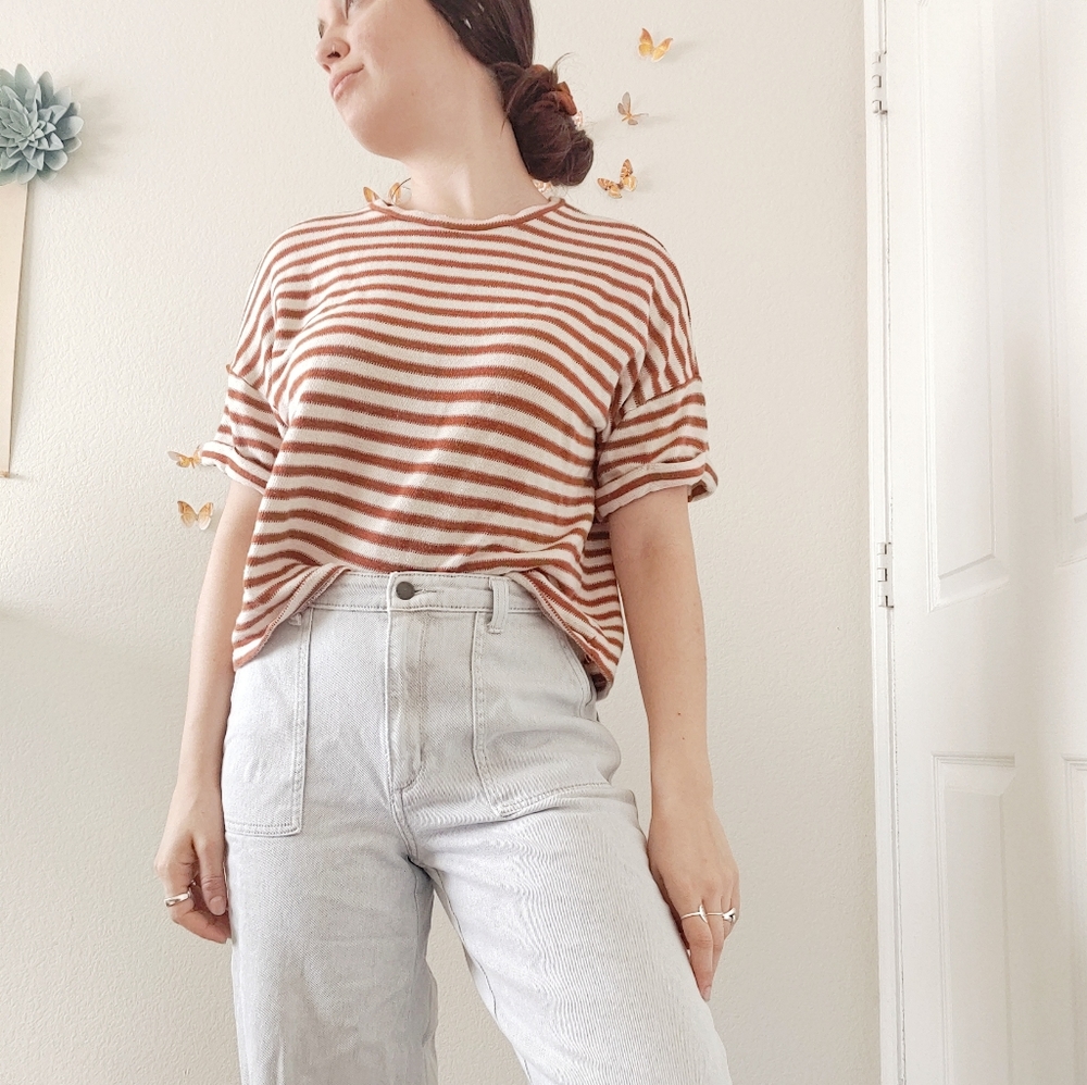 Orange and White Striped Top